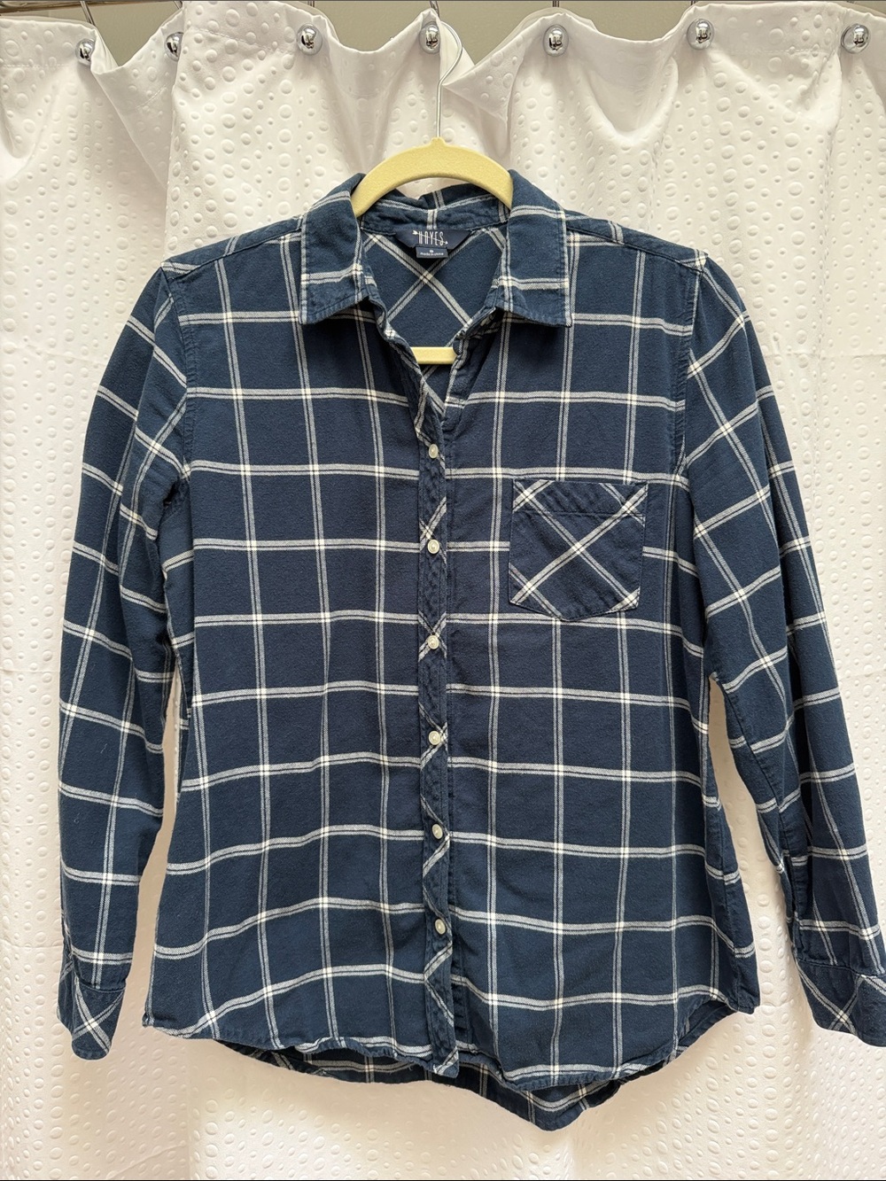 Women's Navy Plaid Button-Down Shirt by Threads